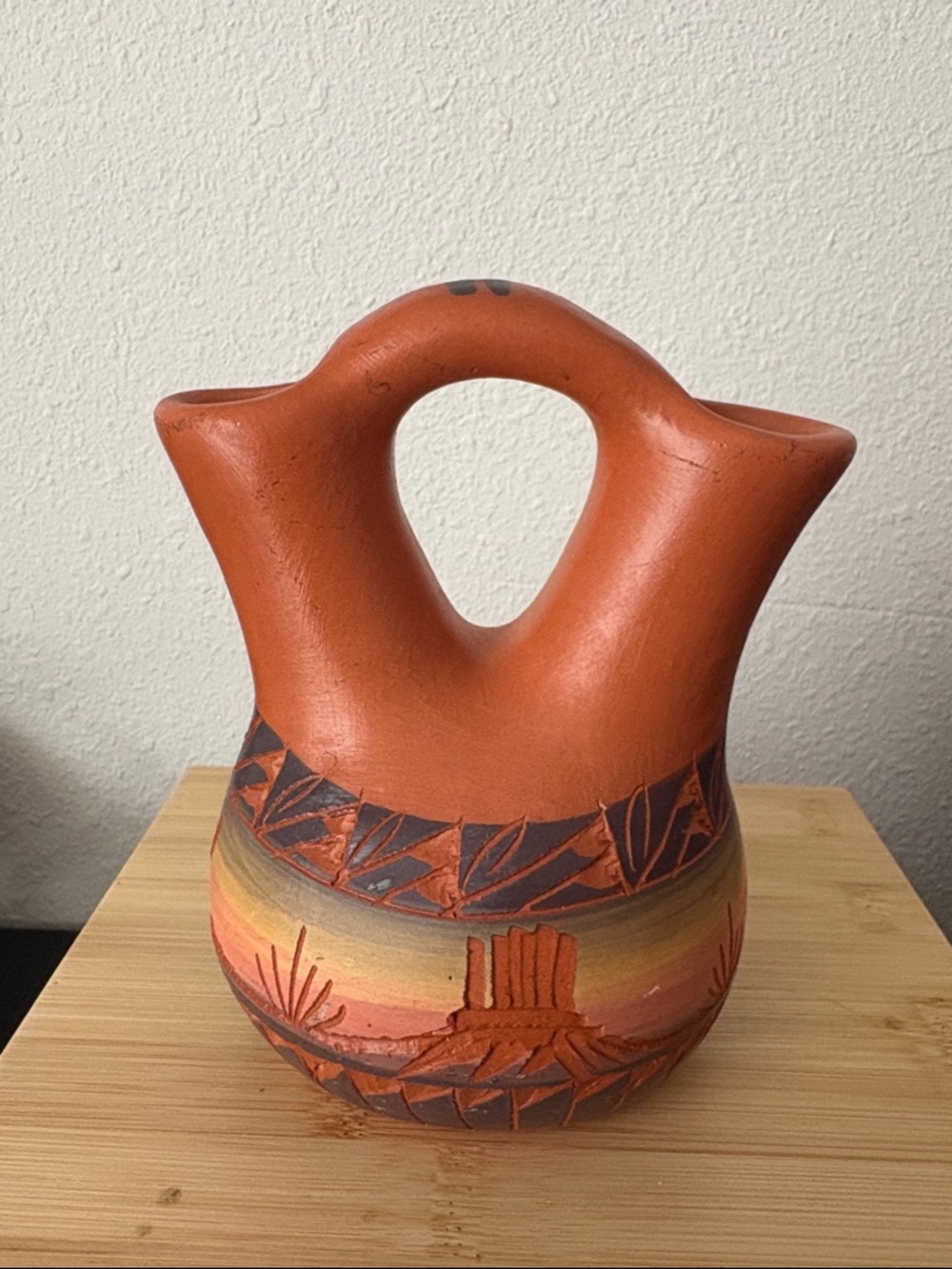 Handcrafted mesa Navajo hand carved pottery vase